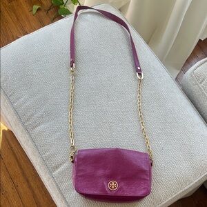 Tory Burch Magenta Crossbody Bag with Gold Chain